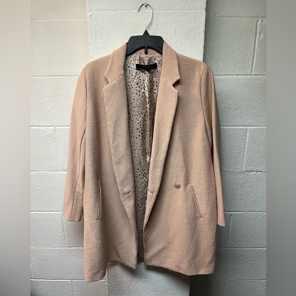 Women's Tan, pink tint Blazer Coat. L - Picture 2 of 4